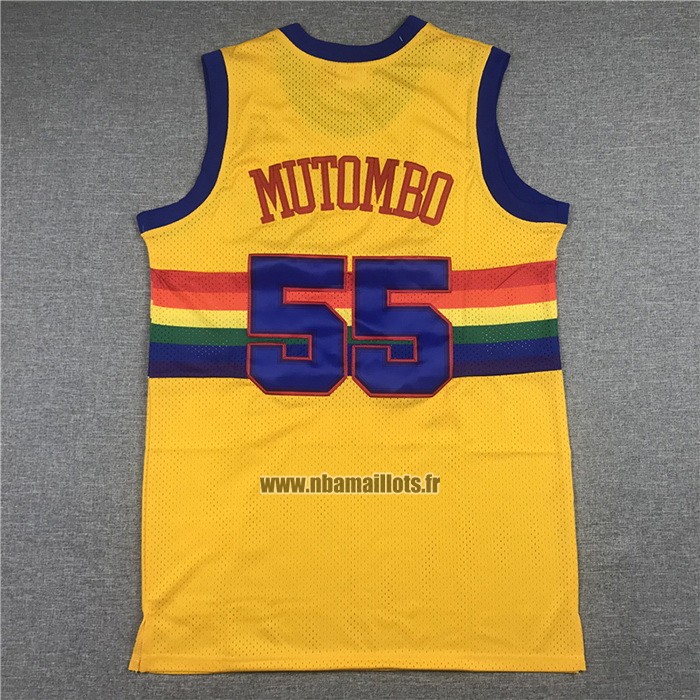 Maillot Denver Nuggets Dikembe Mutombo NO 55 Mitchell & Ness 1991-92 Jaune